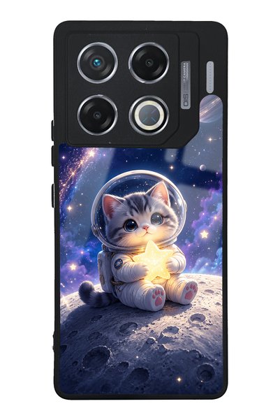 Spoyi Infinix Gt 20 Pro Starlight Glossy Phone Case with Space Kitty Design
