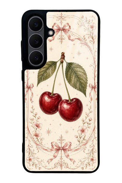 Spoyi Samsung S25 Fe Vintage Cherry Blossom Design Glossy Phone Case