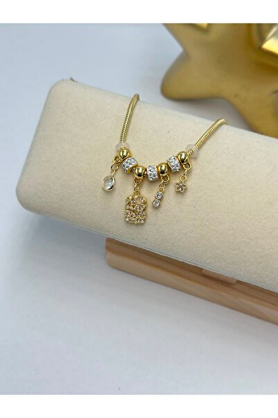 BYYEŞO Flower Detail Charm Steel Bracelet