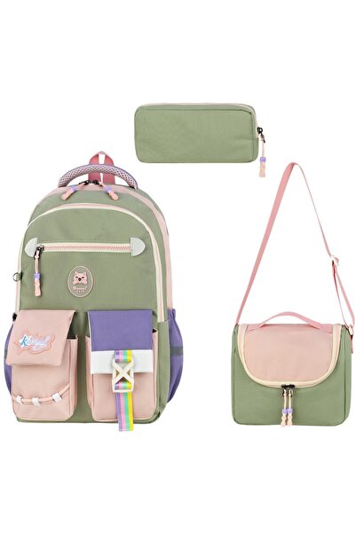 ms mixxstore Luxury Waterproof Fabric Thermal Foil Backpack School Bag Set wi...