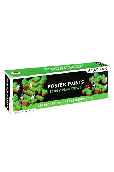 Starpak Vopsele poster Pixel Game pentru copii, 12 culori x 20 ml, Multicolor