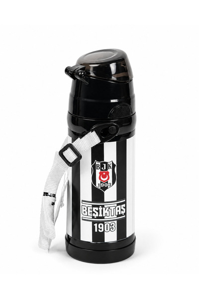 Beşiktaş Lisanslı Çubuklu Çelik Matara - Pipetli Kilitli Kapak Okul Suluğu 42...