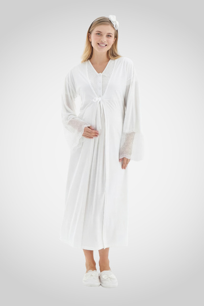 ERDENİZ TEKSTİL V-Neck Robadan Cutout Maternity Nightgown and Dress Set of 2,...