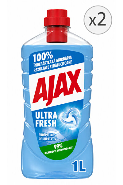 Ajax Pachet de 2 x Ultra Fresh Detergent Pardoseli & Suprafete 2 x 1 L