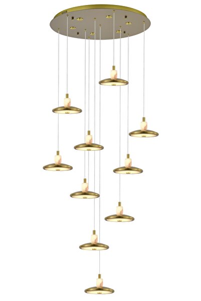 Avonni AV-7017-8103-10 Eskitme Kaplama Modern Avize LED Metal Mermer H: 120 c...