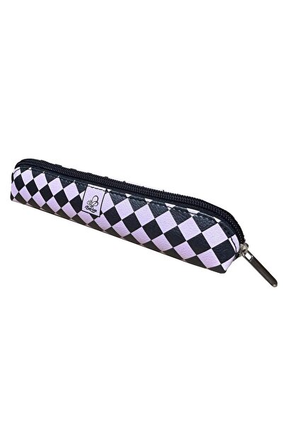 OEM Bee-bee, Penar etui oval din ecopiele cu fermoar si imprimeu in carouri, ...