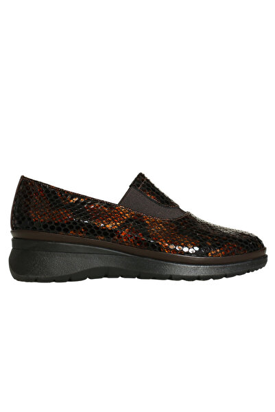 Platin Brown Black Patent Leather Print Women's Comfort Casual Sneakers