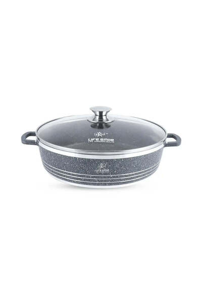 Lifesmile Life Smile 32 cm Oven-Safe Granite Coating Cooking Pot with Glass L...
