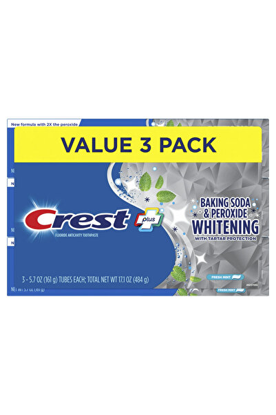 Crest 3x Pastă de dinți cu bicarbonat de sodiu și peroxid, 161g, conține bica...