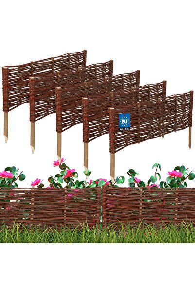 KOTARBAU Gard de grădină tip palisadă, bordură din răchită, 60 x 20 CM, set de 5