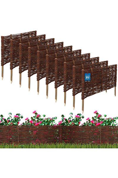 KOTARBAU Gard de grădină tip palisadă, bordură din răchită, 60 x 30 CM, set d...