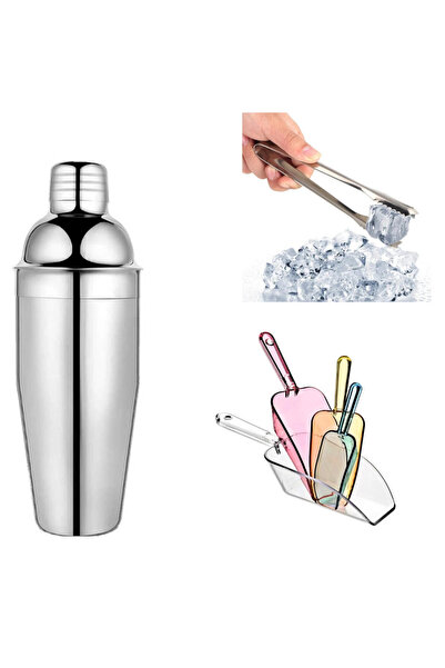 adin tasarım Shaker 350 ml Ice Shovel 4-Piece Ice Tongs Cocktail Preparation ...