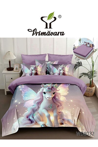 RMR textile Σετ παπλωματοθήκης 4 τεμαχίων με ελαστικό σεντόνι, μοντέλο 5 D