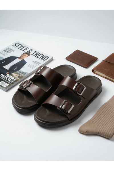 Kemal Aygün -Genuine Leather Men's Slippers