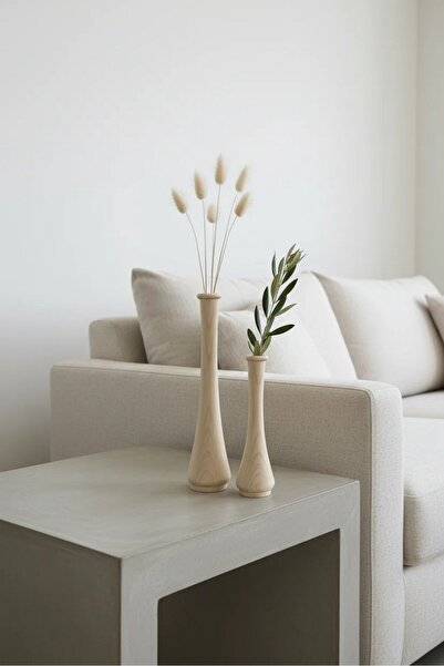 DECOMALL (Vz 5) 2-Piece Handmade Natural Wood Vase Candlestick Candle Holder ...