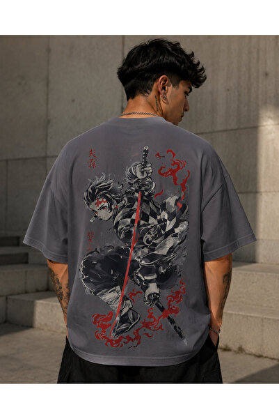 Nulivez Demon Slayer Tanjiro Kamado Oversize Unisex T-Shirt - Anime Graphic P...