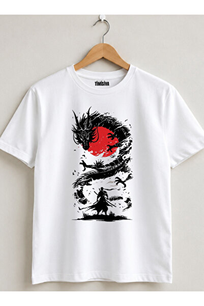 TİMİSİVA Unisex Oversize Wolf Turkish Flag Printed Crew Neck Short Sleeve Bla...
