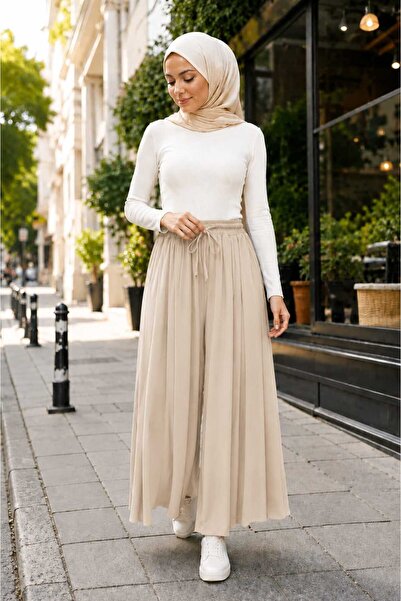 Loreen بنطلون نسائي بخصر مطاطي وأربطة، ذو تصميم مريح يشبه التنورة 20664