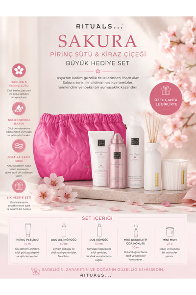 Rituals Sakura Büyük Boy Lüks Hediye Seti | Kiraz Çiçeği & Pirinç Sütü Özlü V...