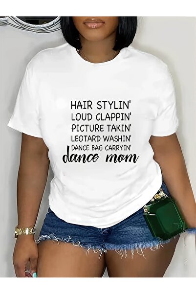 12 HERTZ تي شيرت نسائي كاجوال بطباعة جرافيك - طباعة "Hair Stylin' Loud Clappi...