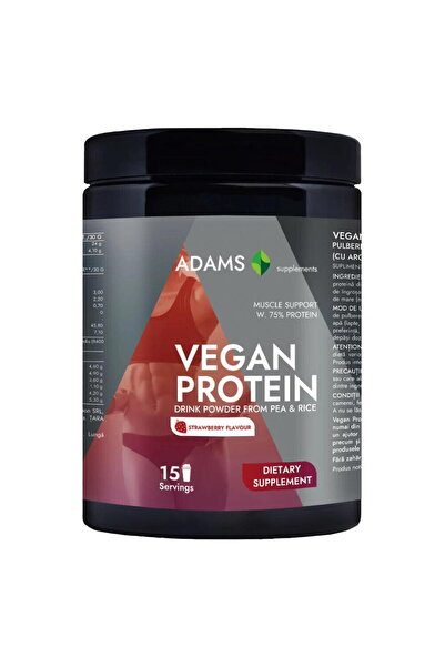 Adams Supplements Proteina Vegana cu Aroma de Capsuni 454g
