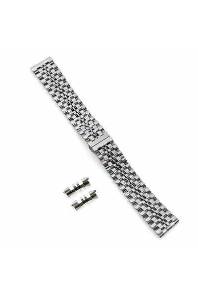 Watch strap, stainless steel, silver, 22mm