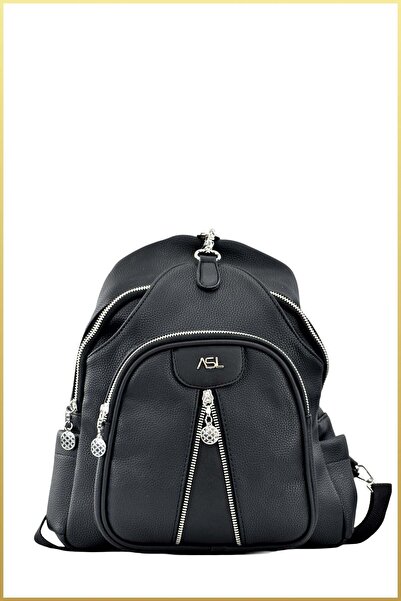 birizmoda Women's Zipper Strap Clip Backpack - Black