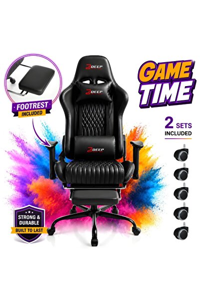 kd home Scaun Gaming Ergonomic Deep Titan, Piele Ecologica, Spatar Rabatabil ...