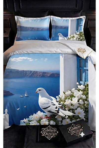Elmas Dizayn Special Design Brand Double Duvet Cover Set Organic Satin & Cott...