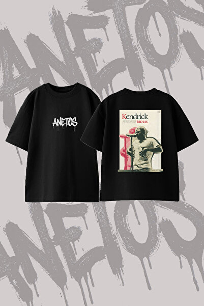 Anetos Kendrick Lamar_20 Design Back Printed Cotton Black Oversize T-Shirt