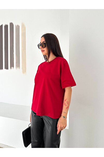 Jöns Butik تي شيرت أساسي كبير الحجم من قطن لونًا - بيور إيسنشيال