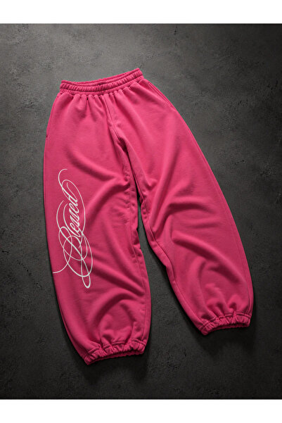 Violon Fuchsia Blessed Printed Baggy Unisex Sweatpants