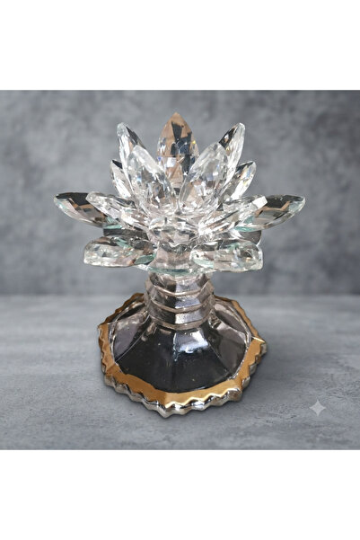 HİLALKRİSTAL KRİSTAL CAM -LÜKS AYAKLI DEKORATİF-MUMLUK -GOLD DETAYLI