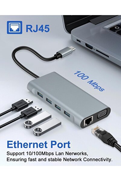 Weetotung BODANBRO 11-in-1 USB-C Hub for Macbook Laptops - Tablet Docking Sta...