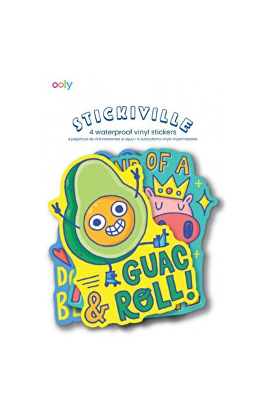 Ooly Autocolant impermeabil "Funny Fellas" – set de 4 autocolante din vinil