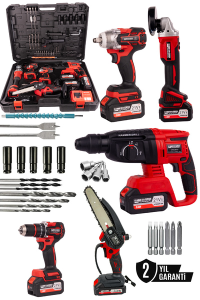 Empressco Kimmer Plus 21V 5’li Akülü Takım Seti: Taşlama, Testere, Vidalama