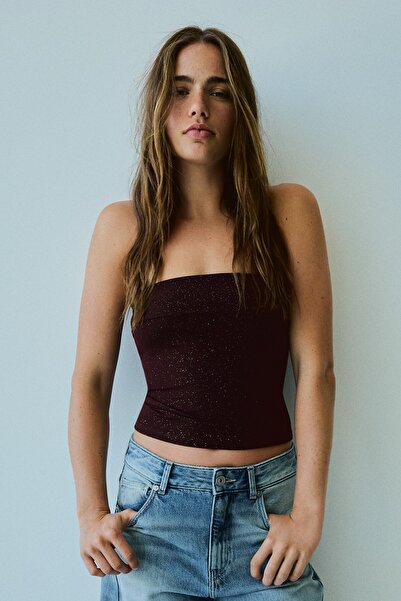 Bershka Parıltılı bandeau üst
