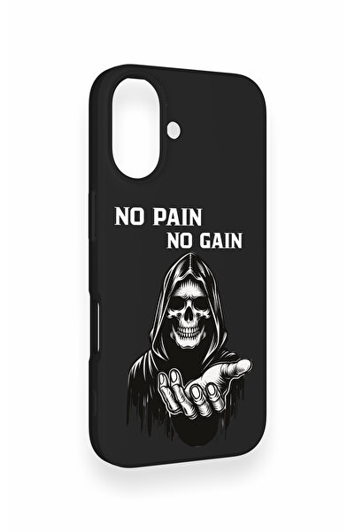 Vip Case iPhone 16 Uyumlu No Pain No Gain Desenli Silikon Kılıf