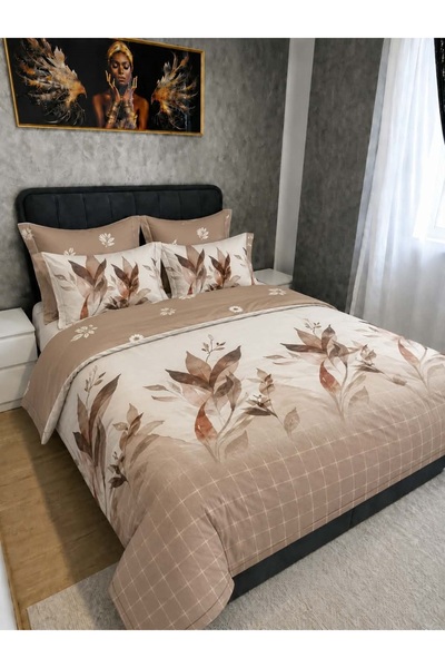 JOJO Lenjerie pat dublu, 6 piese, 2 persoane, 235x250cm, Finet, Imprimeu Eleg...