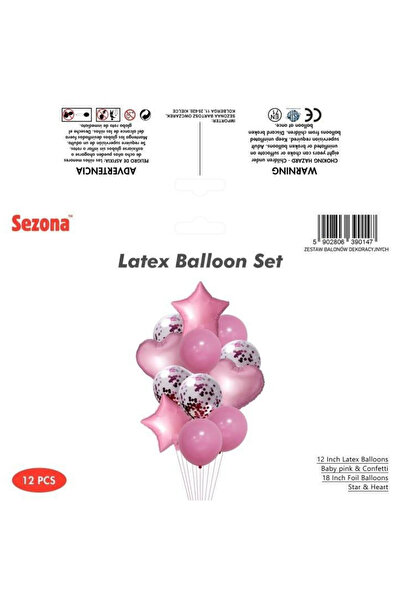 OEM Set baloane decorative Sezona roz si confetti 12 buc multicolor