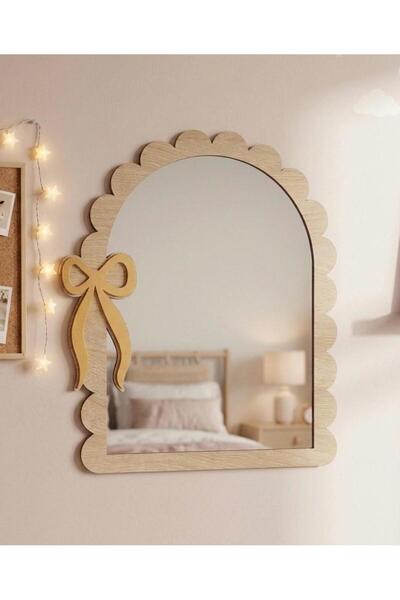 mdmetadesign Fiyonk Desenli Ahşap Ayna (MDF)