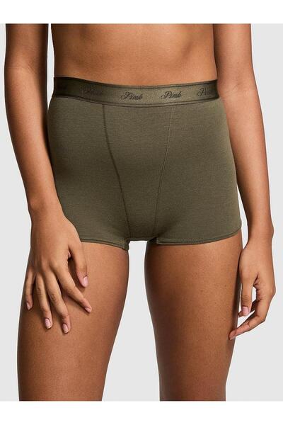 PINK Logolu Pamuklu Yüksek Bel Boyshort Külot