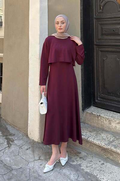 lamelif Blouse-Jile Hijab Suit Plum