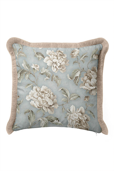 Evimde Bambaşka Floral Vintage Peony Fringed Pillowcase - Romantic Floral Min...