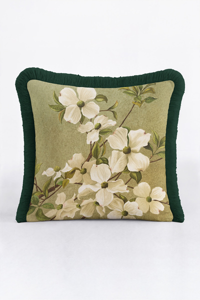 Evimde Bambaşka Vintage Floral Motif Botanical Fringed Pillowcase - Magnolia ...