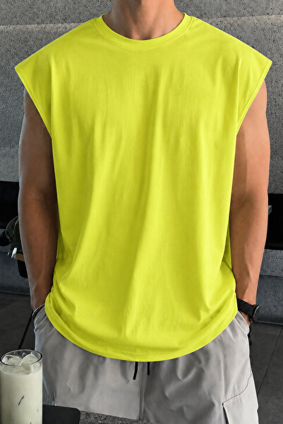 COOL TARZ Men's Oversize Sleeveless T-Shirt 100% Cotton Single Jersey Basic C...