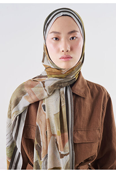 Freshscarfs Model abstract cu pensule, șal din viscoză Rami Sahra