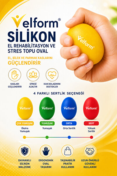 Velform Silicone Hand Stress and Rehabilitation Ball Oval Exercise Hand Stren...