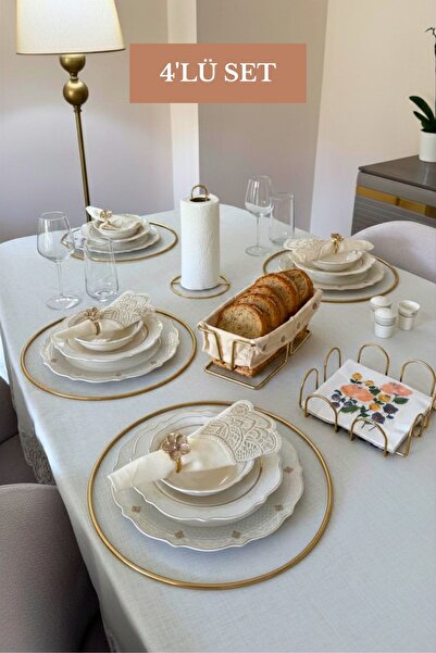 Edora Home Set of 4 Shiny Gold 6-Piece Supla Square Napkin Holder Vertical Pa...