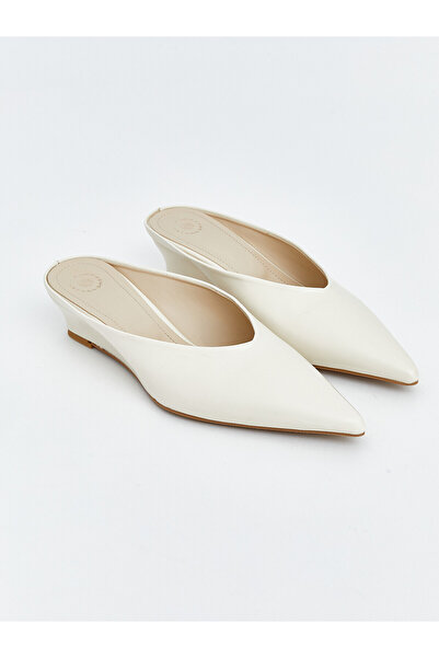 LC Waikiki Peak New Season Leather Look Women's Pointed Toe Heeled Slippers